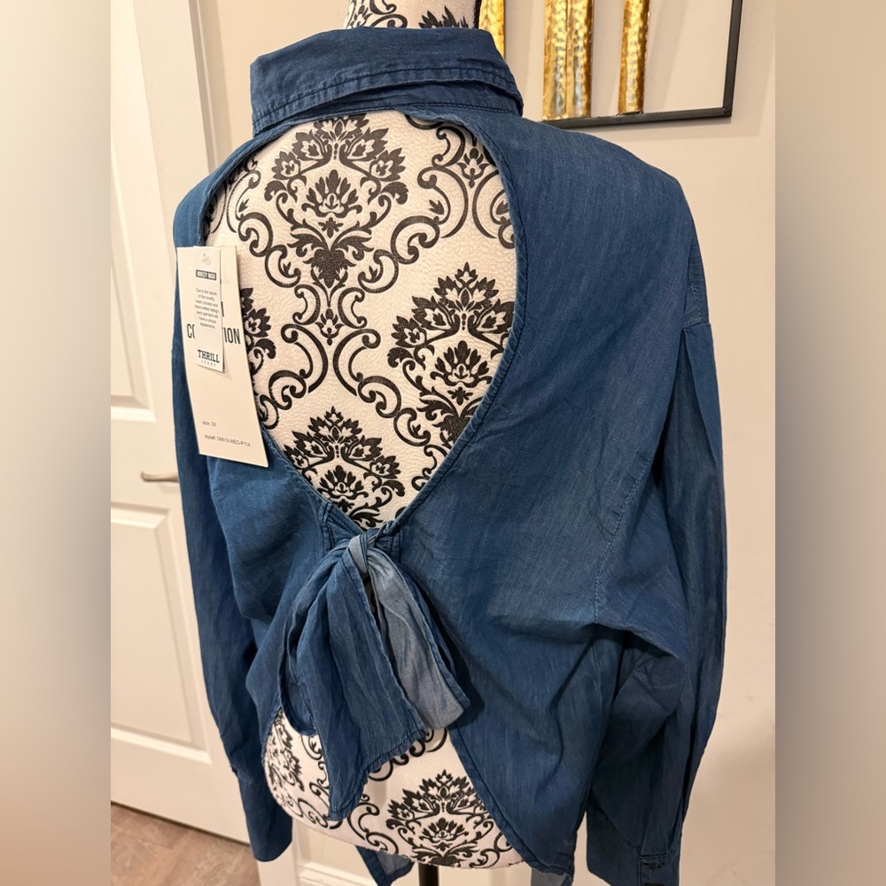 Thrill Blue Denim Backless Tunic - Picture 6 of 8
